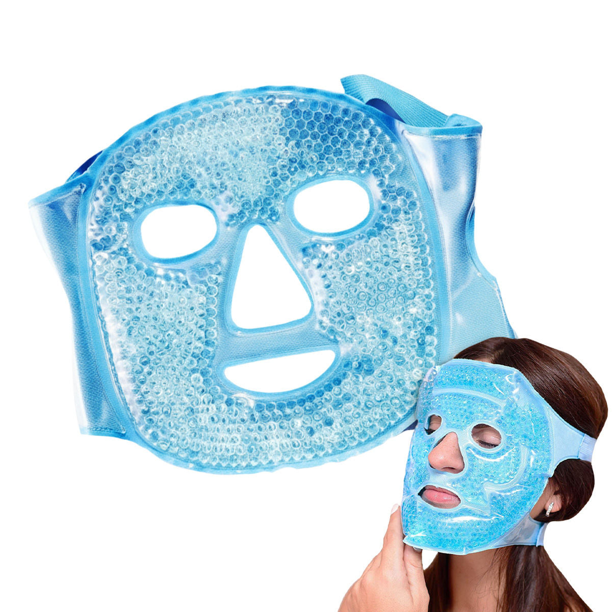 Ice Face Mask with Cooling Gel for Facial Puffiness, Reduced Dark Circles & Under Eyes (Blue)