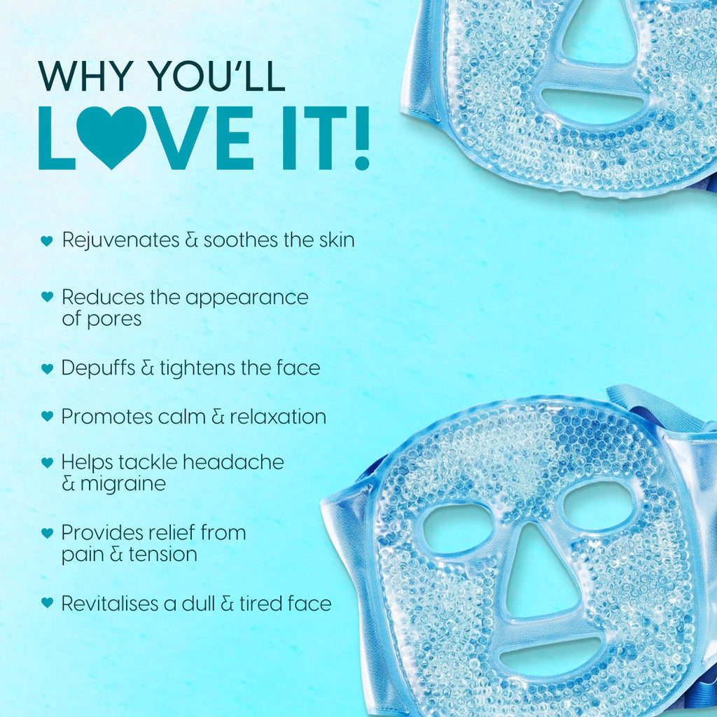 Ice Face Mask with Cooling Gel for Facial Puffiness, Reduced Dark Circles & Under Eyes (Blue)