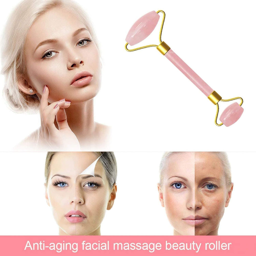 Original Rose Quartz Stone Face Roller For Face, Neck And Under Eye Massager
