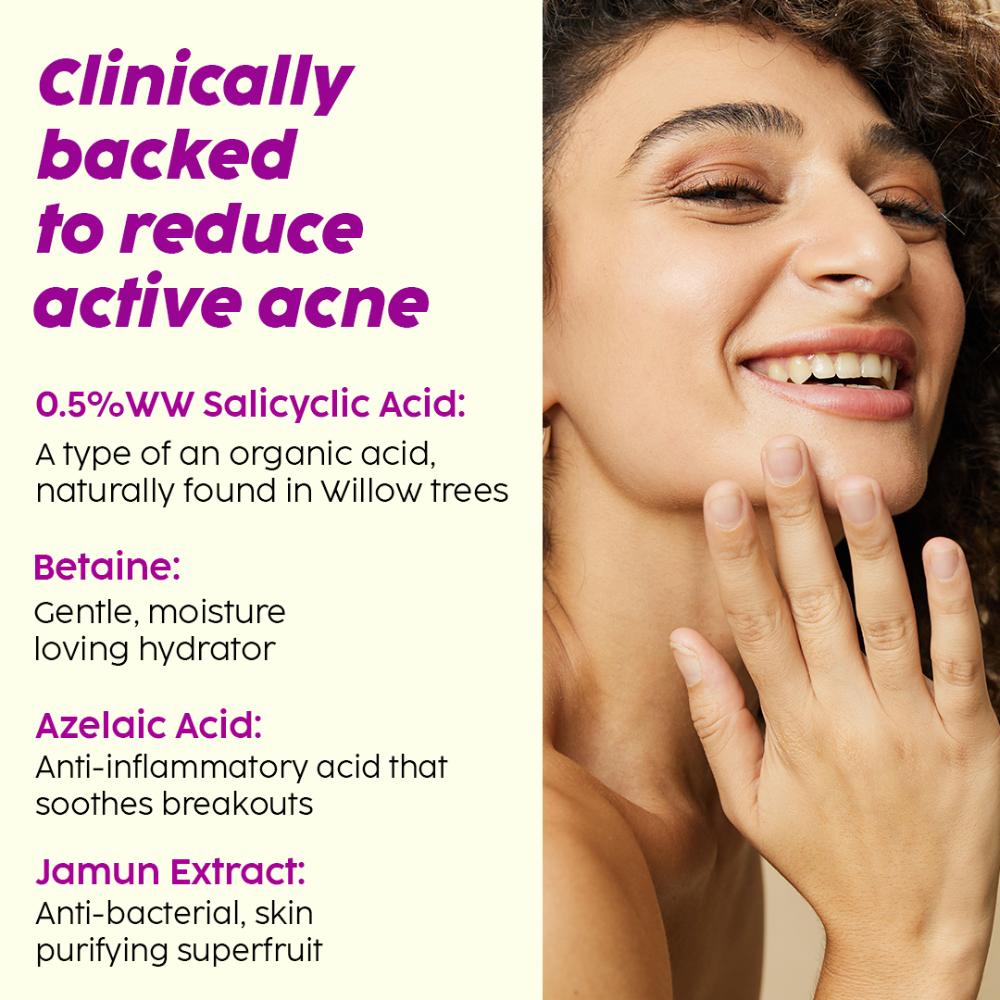 0.5% Salicylic Acid Jamun Face Wash Cleanser For Active Acne & Oil Control, Acne Breakouts