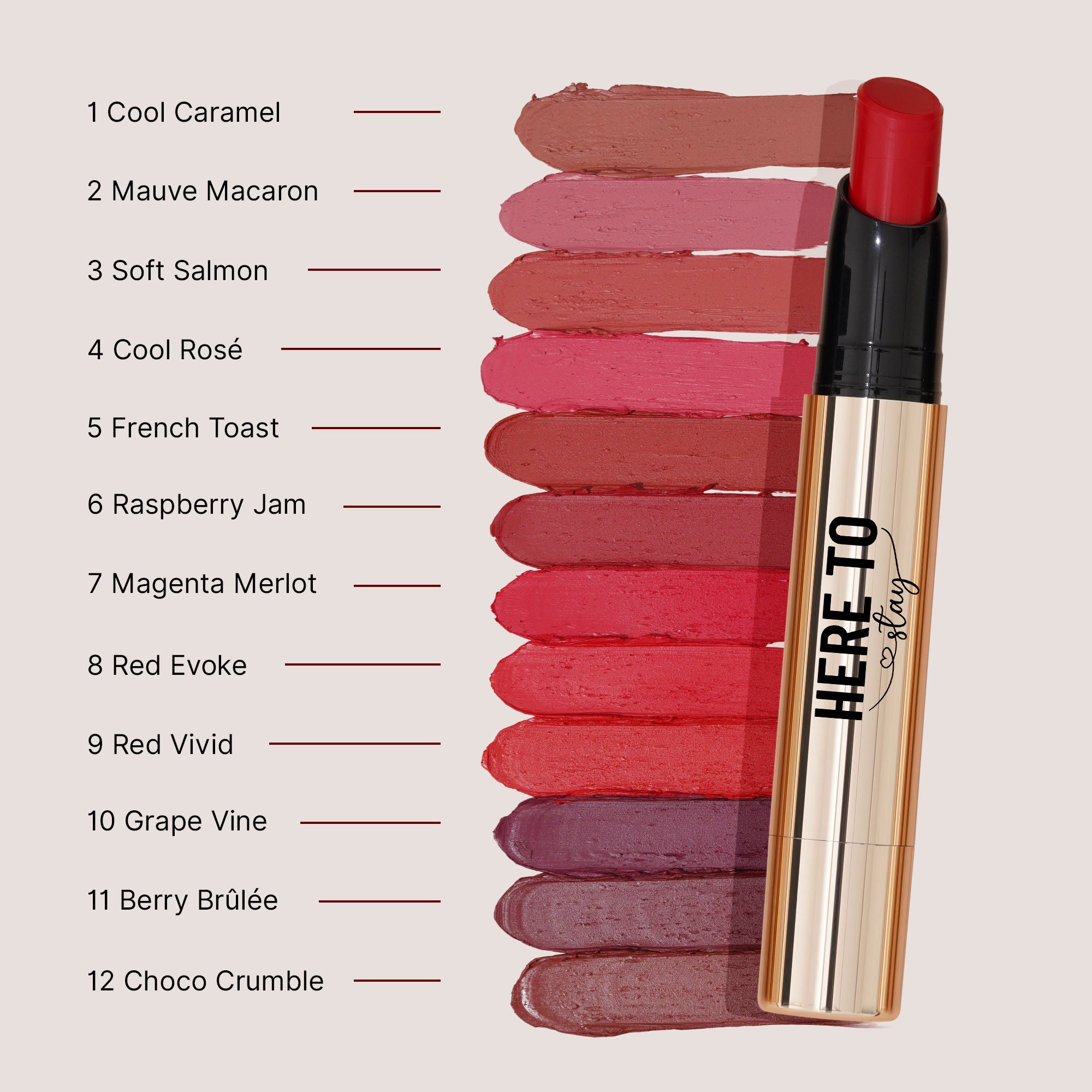 Select Here To Stay Lip Crayon Velvety-Matte Finish , 12-Hour Stay