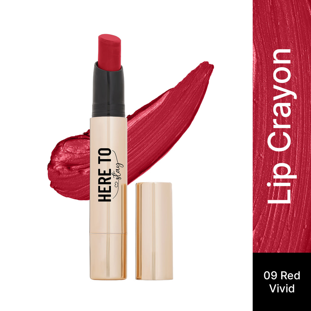 Select Here To Stay Lip Crayon Velvety-Matte Finish , 12-Hour Stay - 9 Red Vivid
