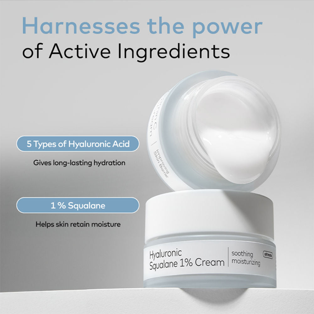 Alltimate Hyaluronic Squalane 1% Cream - Korean Day & Night Hydrating Moisturizer