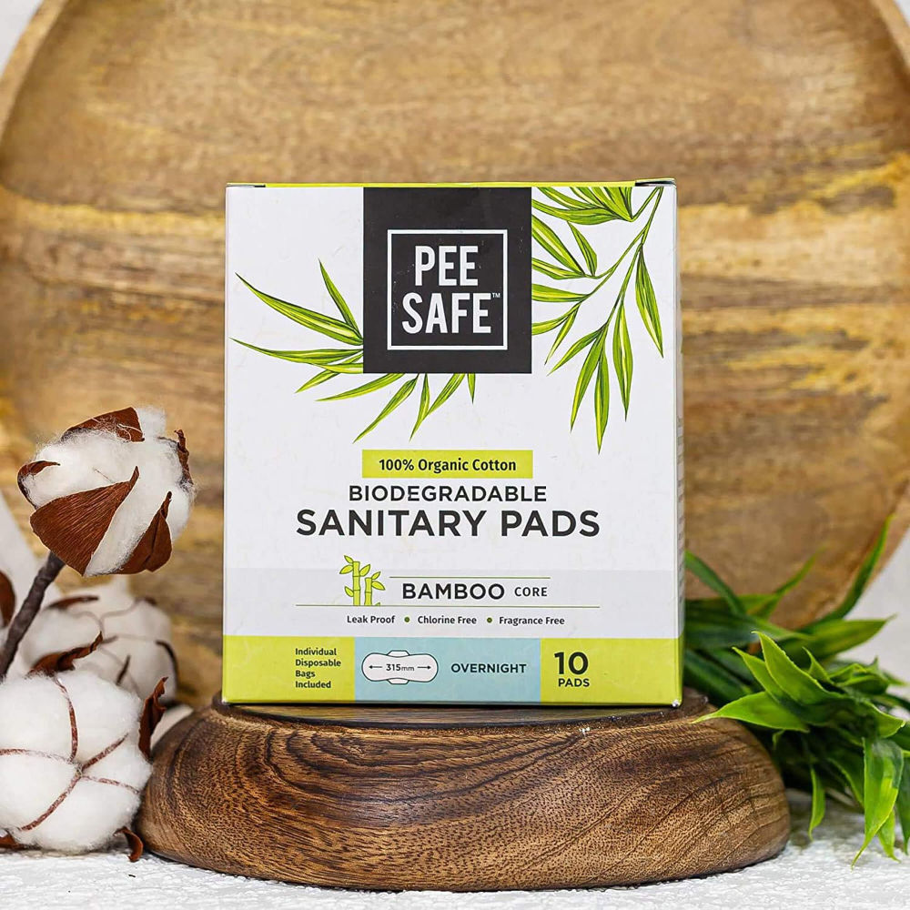 100% Organic Cotton Biodegradable Sanitary Pads Leak Proof, Soft And Rash Free Period Protection 312mm Bamboo Core Overnight