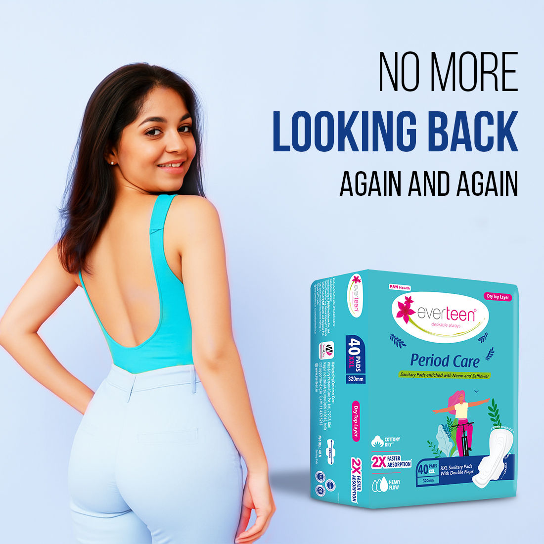 Period Care Xxl Dry Sanitary Pads Neem Safflower Heavy Flow, Rash-Free
