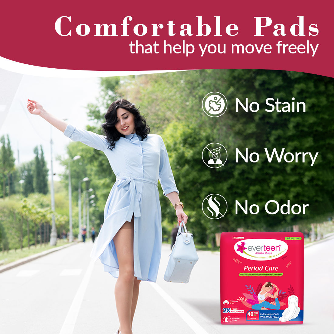 Period Care XL Soft Sanitary Napkins Pads For Medium Flow