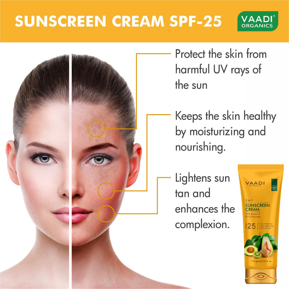 3 In 1 Sunscreen Cream with Extract Of Kiwi & Avocado