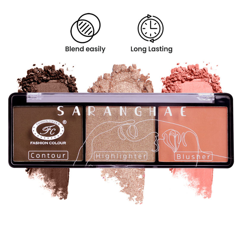 Saranghae 3 In 1 Contour Highlighter Blusher Palette - Shade 02