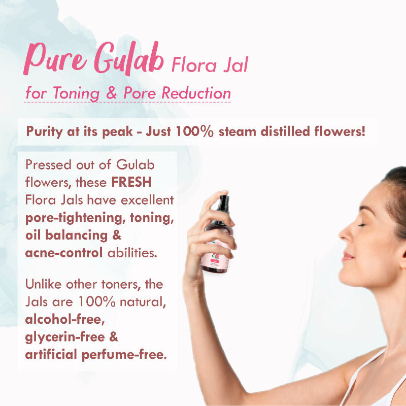 Gulab Jal 100% Pure Rose Water, Face Mist (Toner) for Pore Tightening, Acne & Hydration