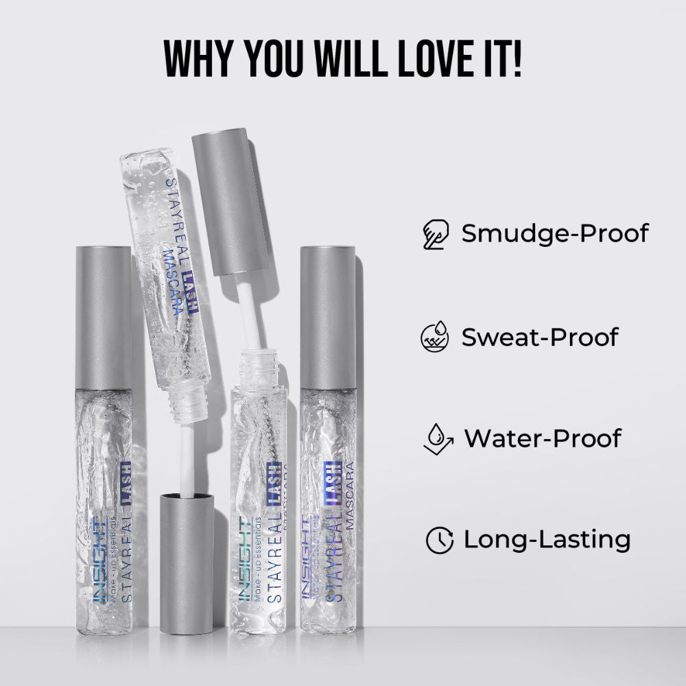 Stay Real Transparent 2 In 1 Brow & Lash Mascara,Sweatproof Long Wear Formula - Transparent