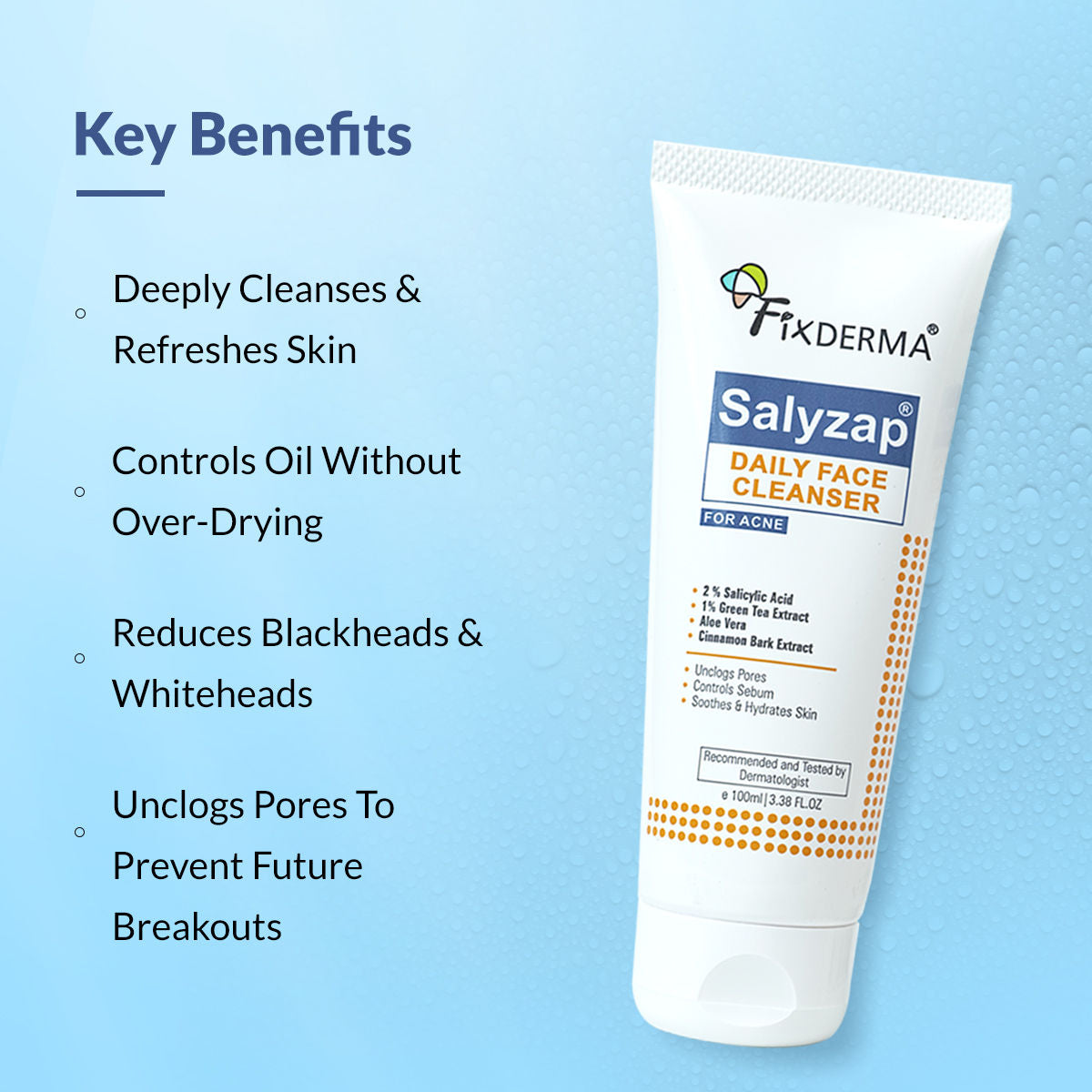 Salyzap 2% Salicylic Acid Face Wash for Oily Skin, Sulphate Free