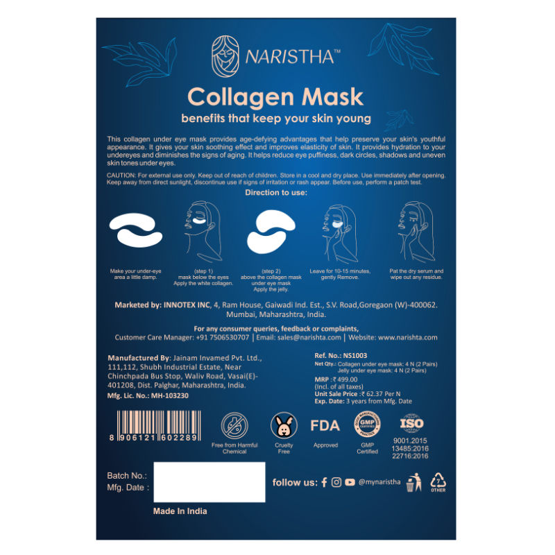 Collagen Foam Under Eye Mask - Pack of 1