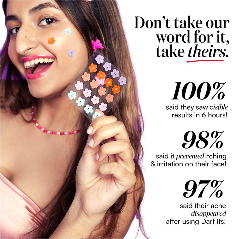 Dart It Hydrocolloid Pimple Patches For Healing Acne Zits And Blemishes - Pink Heart