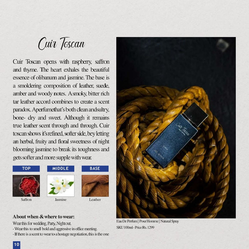 Cuir Toscan Luxury Longlasting Eau De Parfum For Mens