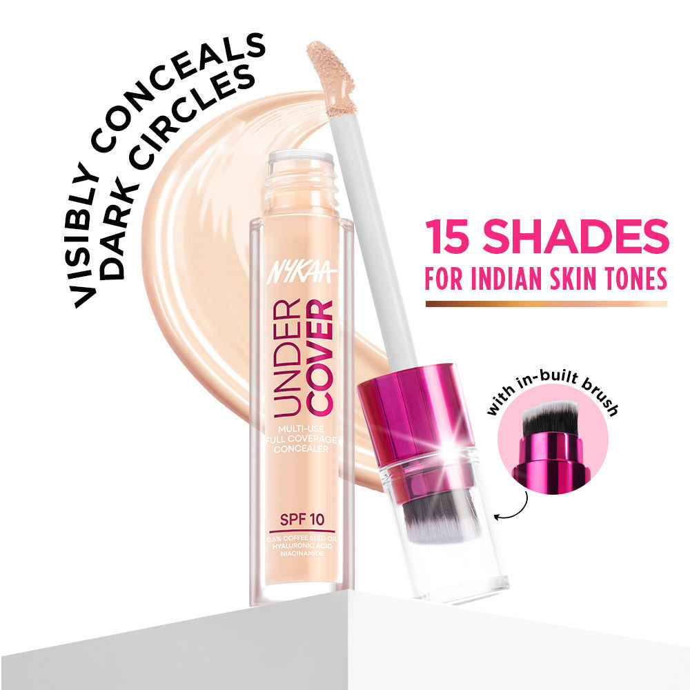 Nykaa Undercover Multi-Use Full Coverage Concealer-Hyaluronic Acid & Niacinamide - 01P