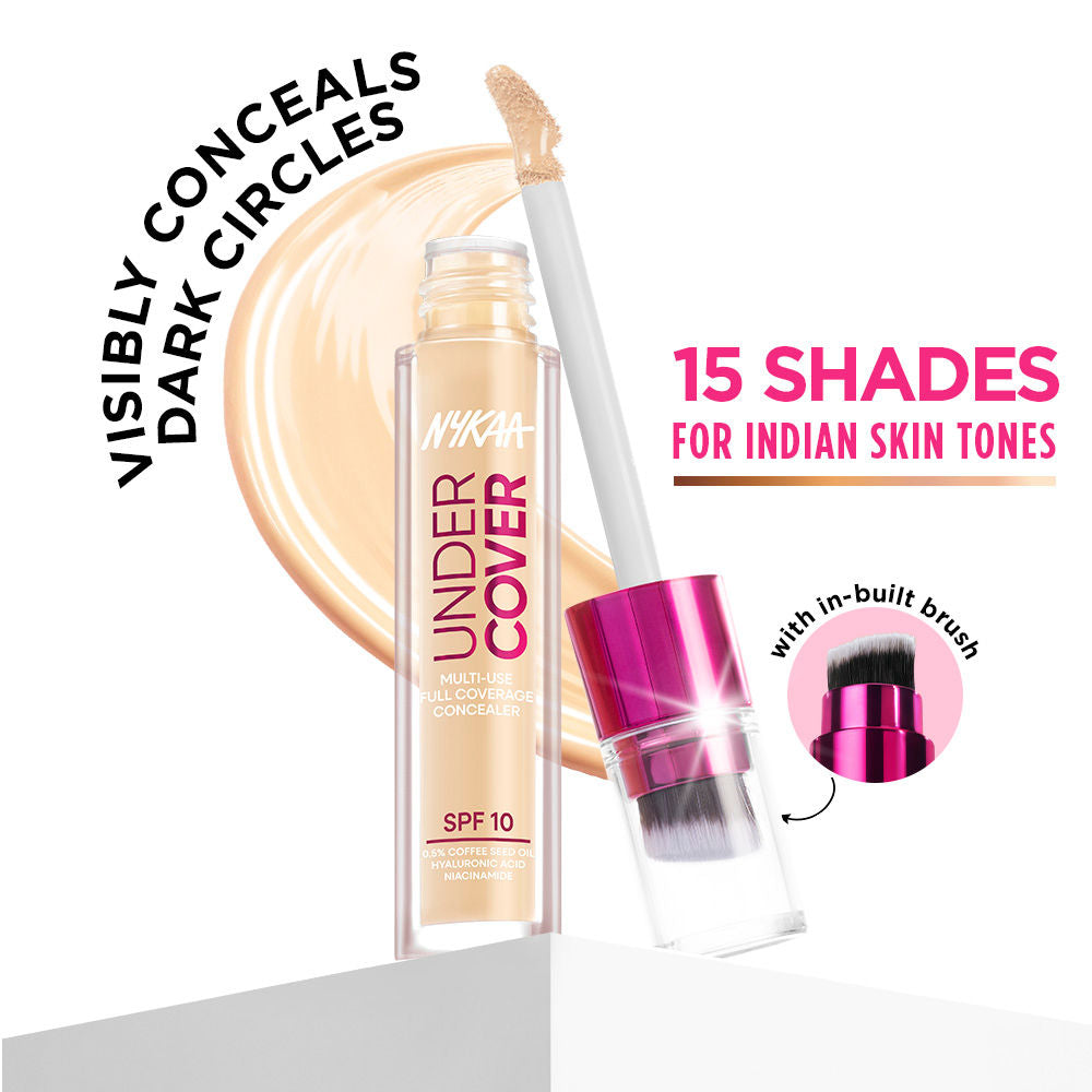 Nykaa Undercover Multi-Use Full Coverage Concealer-Hyaluronic Acid & Niacinamide - 02P