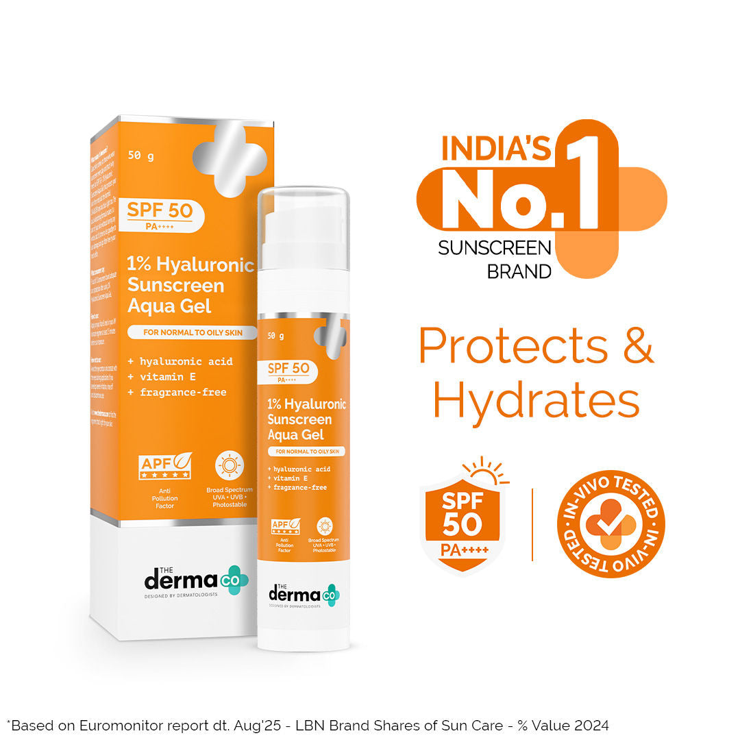 1% Hyaluronic Sunscreen Spf 50 Pa+++ Aqua Gel For Normal To Oily ... - In-Vivo tested - 50g