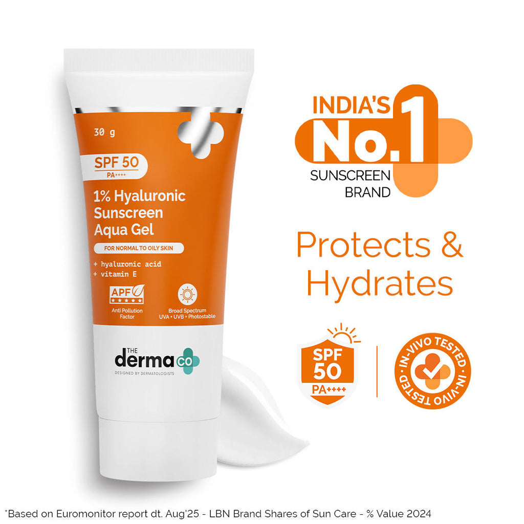 1% Hyaluronic Sunscreen Spf 50 Pa+++ Aqua Gel For Normal To Oily ... - In-Vivo tested - 30g