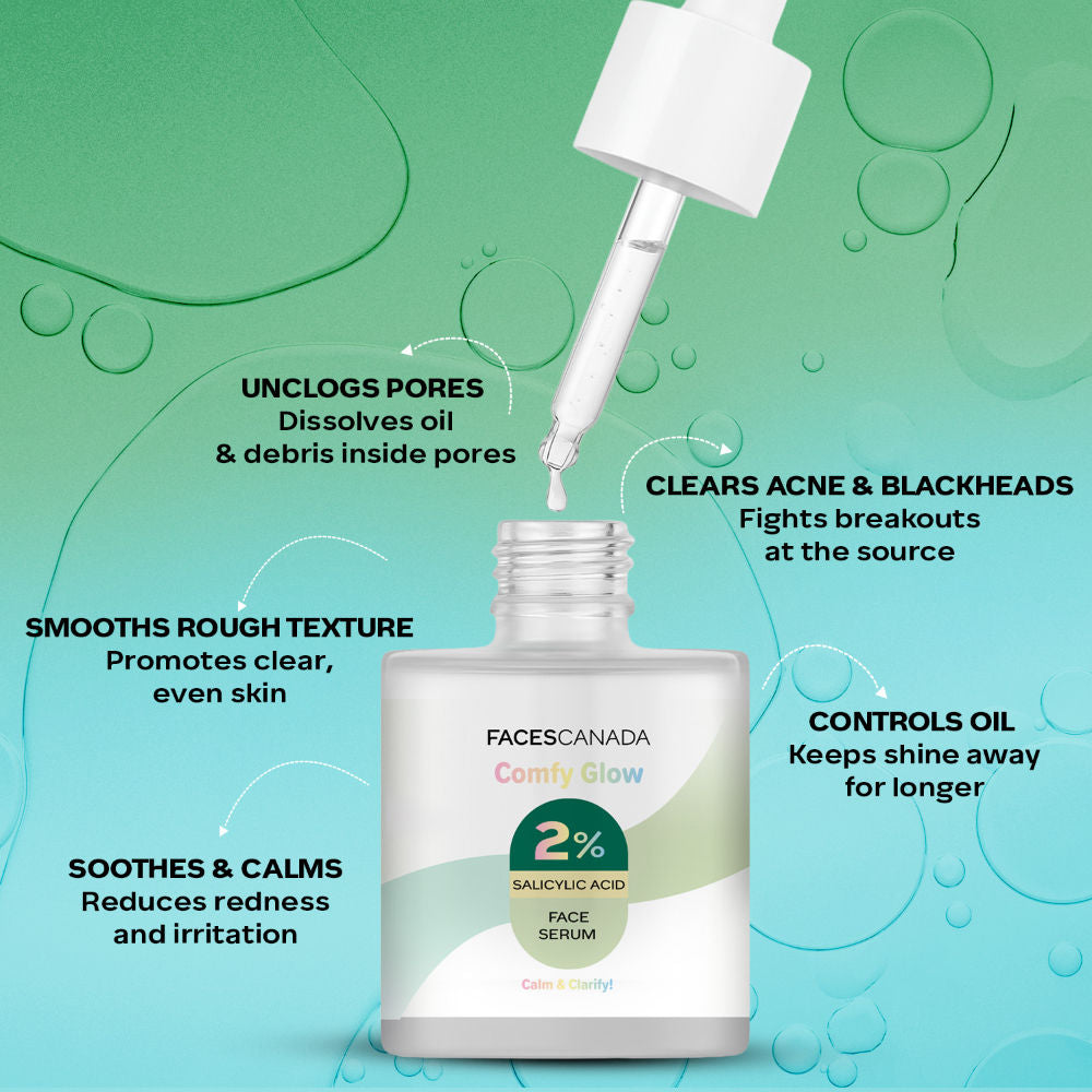 Comfy Glow 2% Salicylic Acid Face Serum - Clears Acne & Blackheads