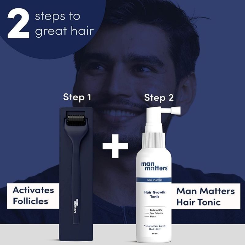 Advance Derma Roller For Men, 540 Micro 0.5mm Titanium Alloy Needles