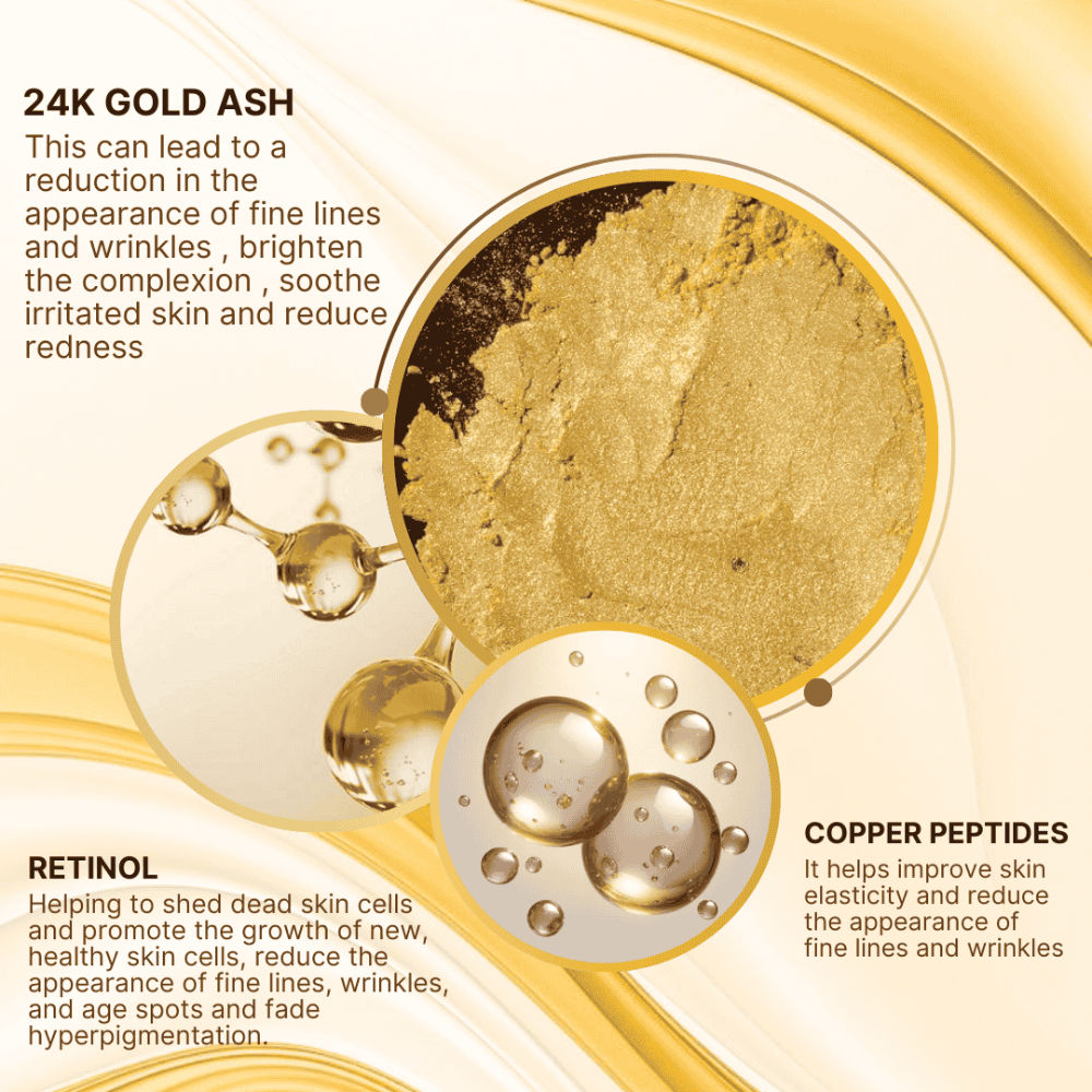24K Gold Night Cream, Anti Ageing, Wrinkle Repair & Skin Brightening with Retinol