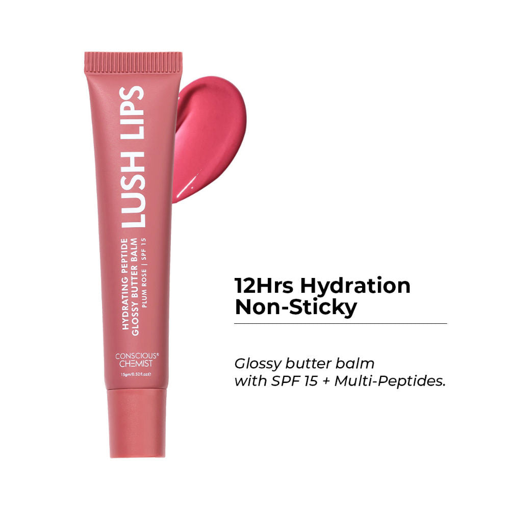 Multi Peptide & Shea Butter Lip Balm with SPF15 - Plum Rose
