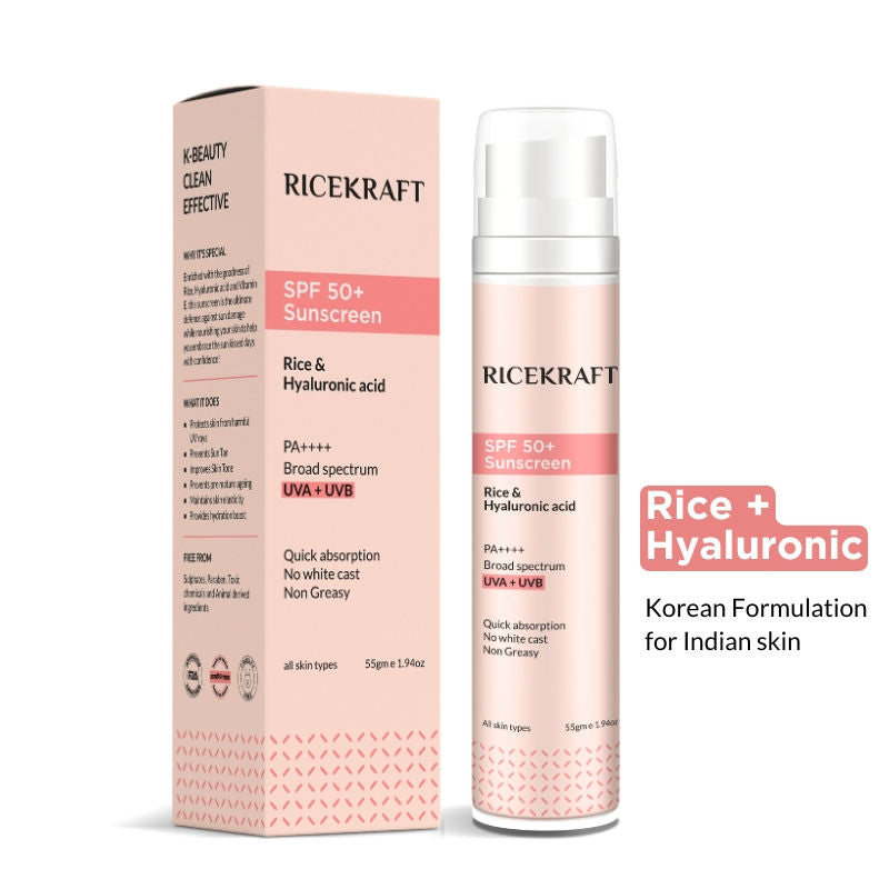 Spf 50+ Korean Sunscreen With Rice And Hyaluronic Acid