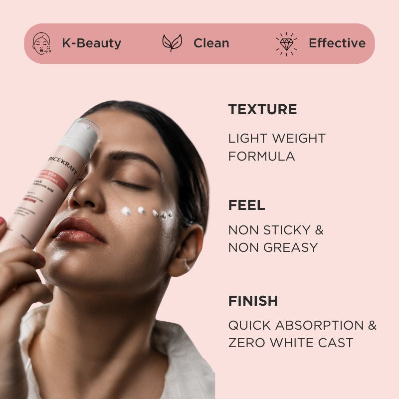 Spf 50+ Korean Sunscreen With Rice And Hyaluronic Acid