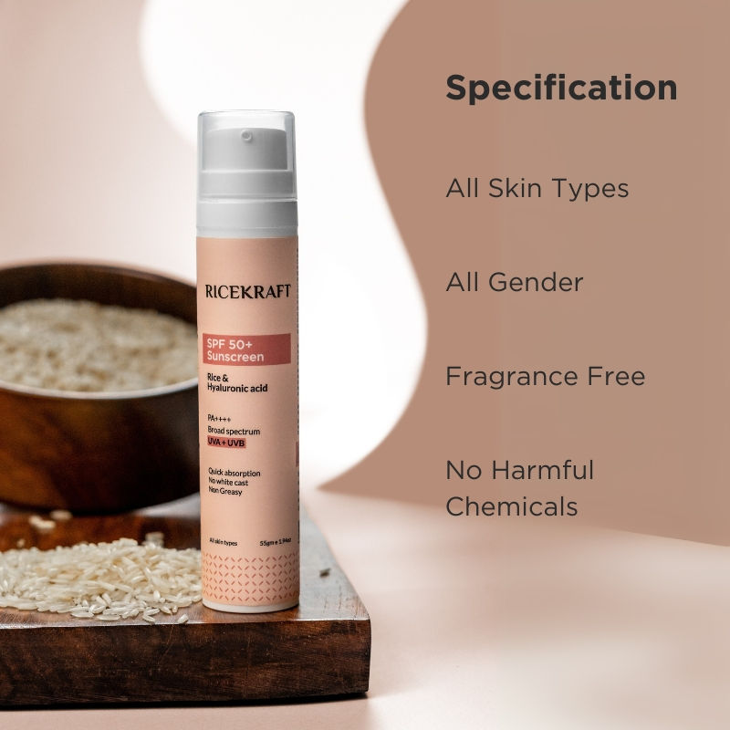 Spf 50+ Korean Sunscreen With Rice And Hyaluronic Acid