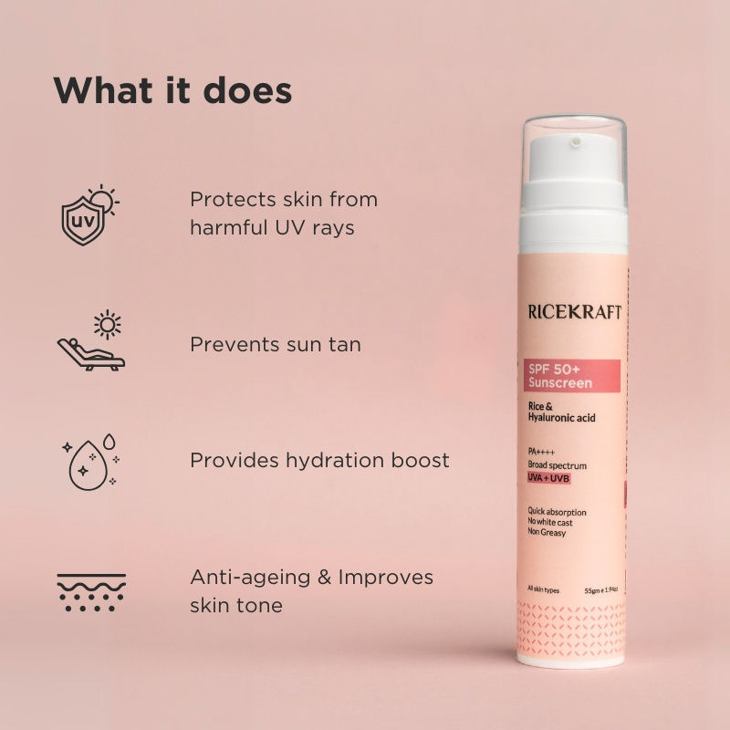 Spf 50+ Korean Sunscreen With Rice And Hyaluronic Acid