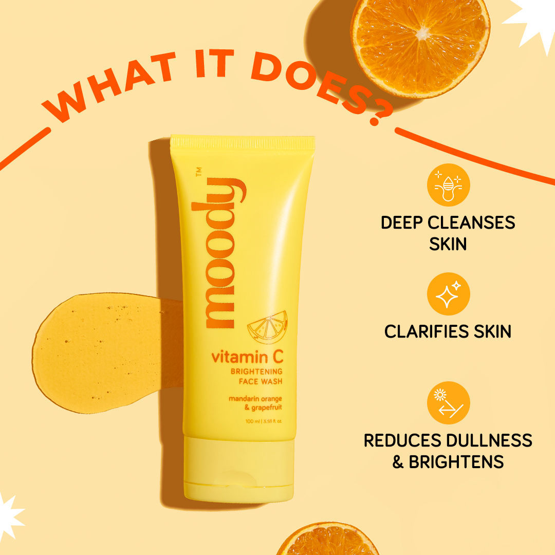 Vitamin C Brightening Face Wash Cleanser With Niacinamide, AHA Grapefruit For Glowing Skin