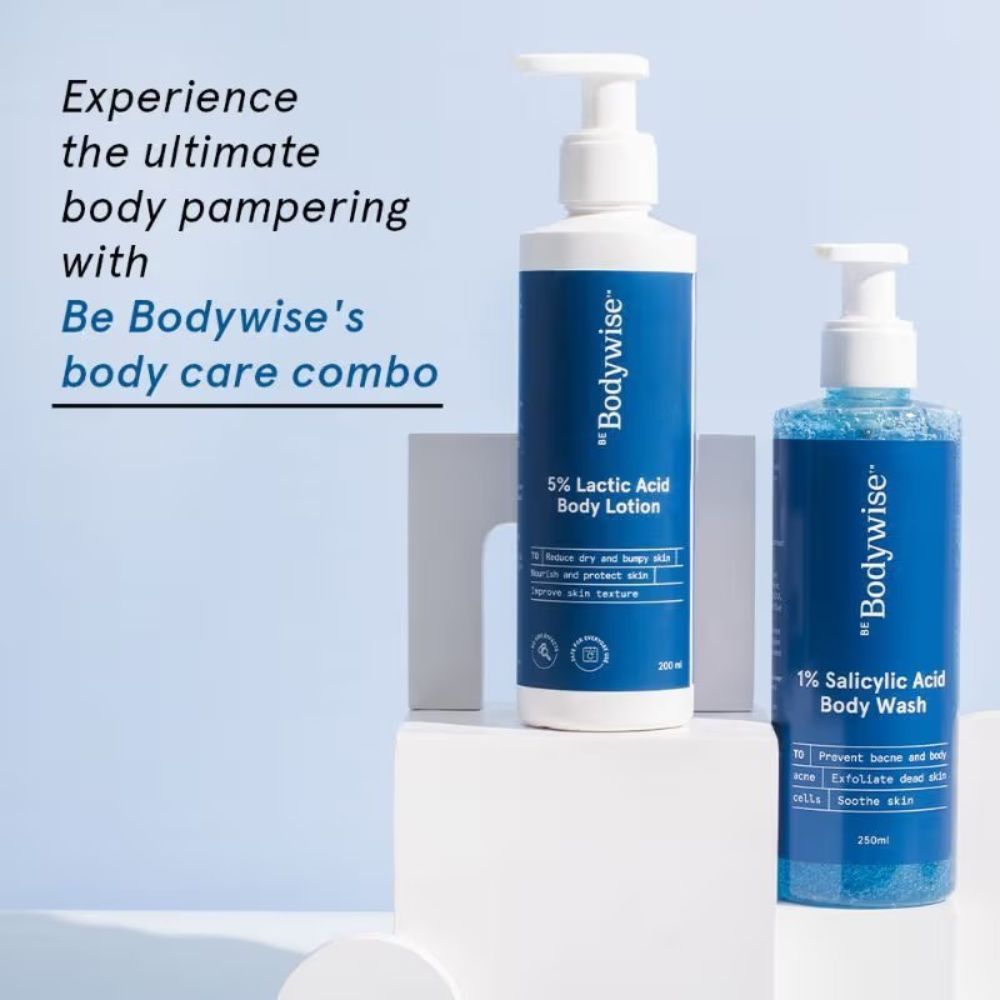 1% Salicylic Acid Body Wash + 5% Lactic Acid Body Lotion - Helps Prevent Body Acne