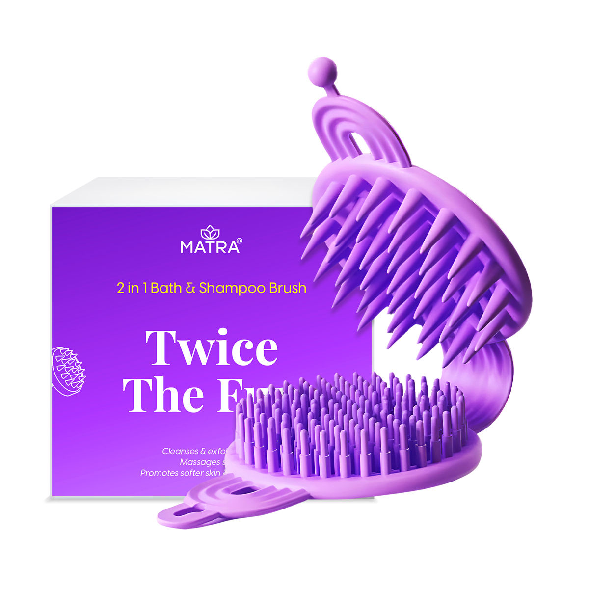 2 in 1 Bath and Shampoo Brush Double Sided Silicone Body Scrubber Scalp Massager Exfoliator