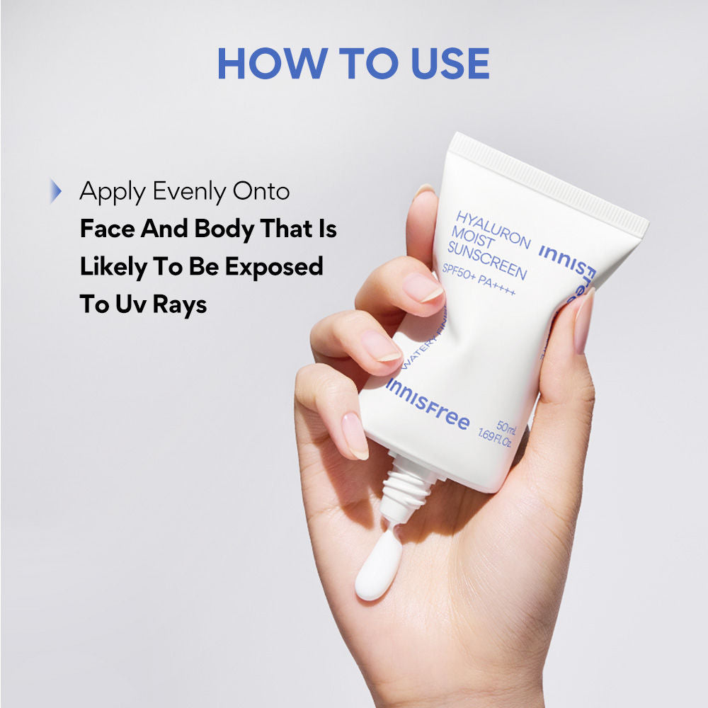 Hyaluron Moist Sunscreen SPF 50+ PA++++, No White Cast, Watery Finish