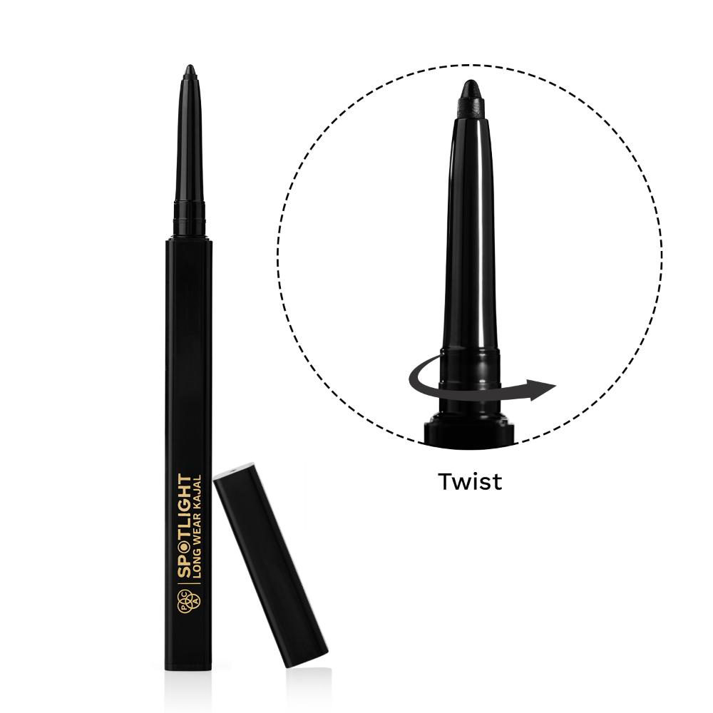 Spotlight Long Wear Kajal - Intense Pigment, Matte Finish, Easy Glide, Waterproof & Smudgeproof