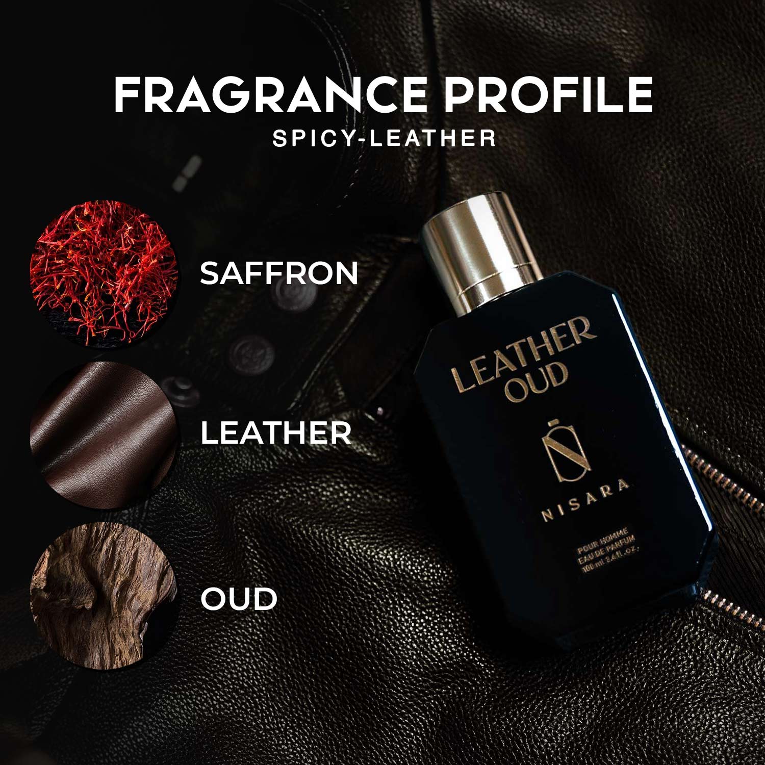 Leather Oud - Perfume For Men,Eau De Parfum,Long Lasting Spicy-Leather Fragrance