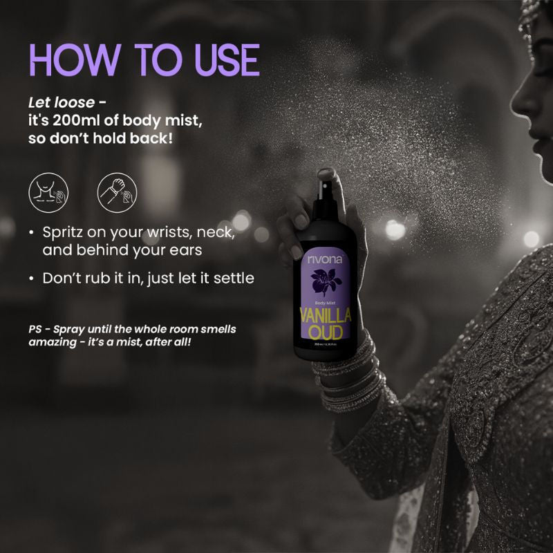 Vanilla Oud - Warm And Woody Perfume Body Mist For Long Lasting Fragrance