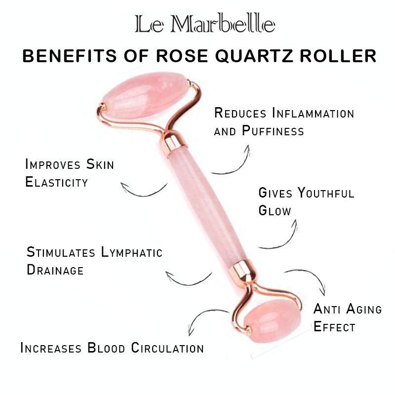 Rose Quartz Roller Face Massager Face Roller For Face, Neck Glow & Skin Brightening