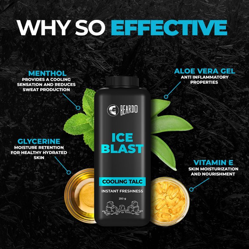 Ice Blast Cooling Talc Menthol talcum powder for men INSTANT ICY cool freshness