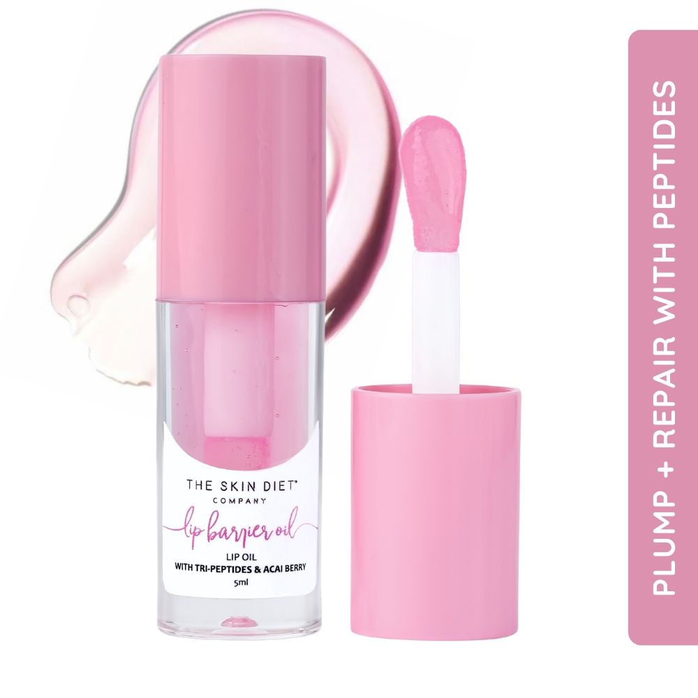 Lip Barrier Oil Clear Gloss with Peptides Hydrates, For Dry & Pigmented Lips