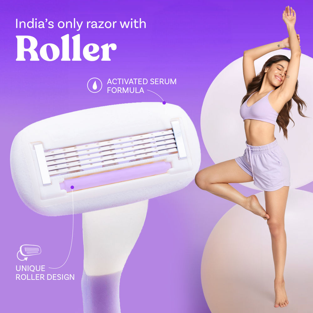 Rollplay Glow Sensitive Body Razor For Women-2X Smoother Bikini & Underarm Hair Removal Razor