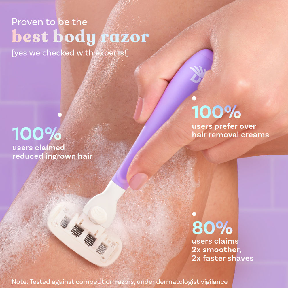 Rollplay Glow Sensitive Body Razor For Women-2X Smoother Bikini & Underarm Hair Removal Razor
