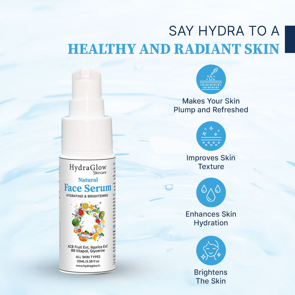 Hydra Glow Skincare Natural Face Serum Hydrating & Brightening
