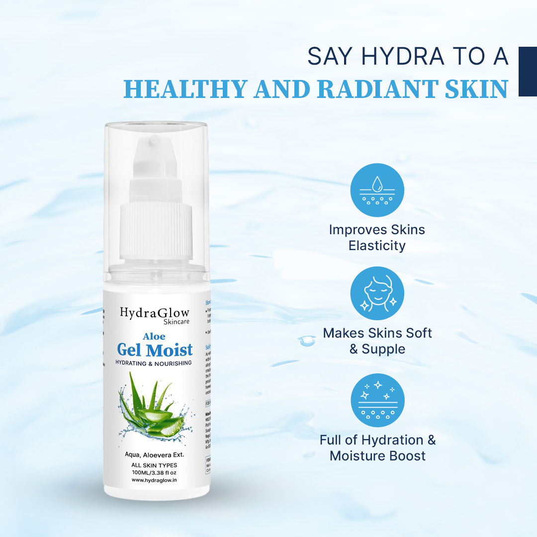 Hydra Glow Skincare Aloe Gel Moist Hydrating and Nourishing Moisturizer