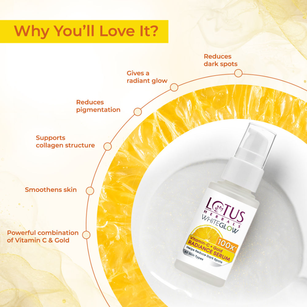 WhiteGlow Vitamin C + Gold Radiance Face Serum For Dark Spots, Dull & Uneven Skin Tone