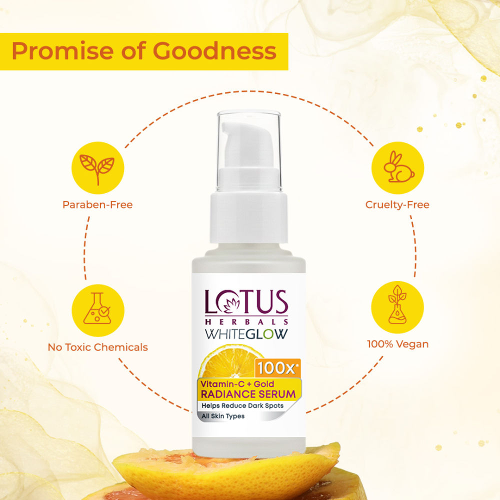 WhiteGlow Vitamin C + Gold Radiance Face Serum For Dark Spots, Dull & Uneven Skin Tone