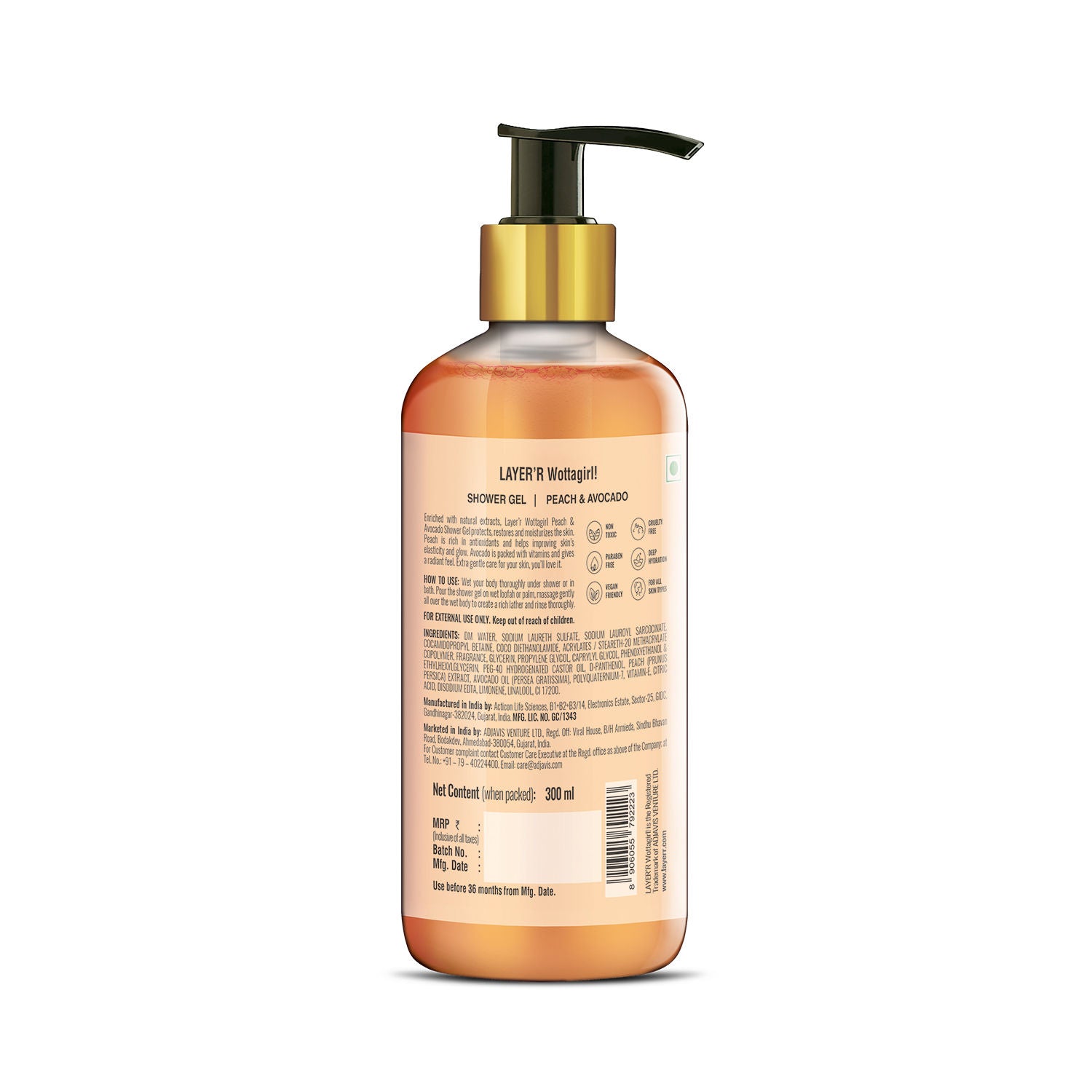Wottagirl Peach & Avocado Shower Gel