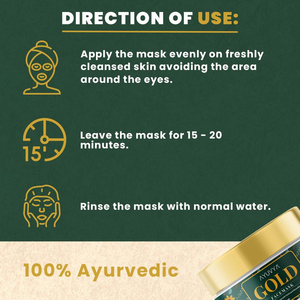 Gold Face Mask For Glowing Skin, Acne Reduction & Dead Skin Cell Removal For All Skin Type