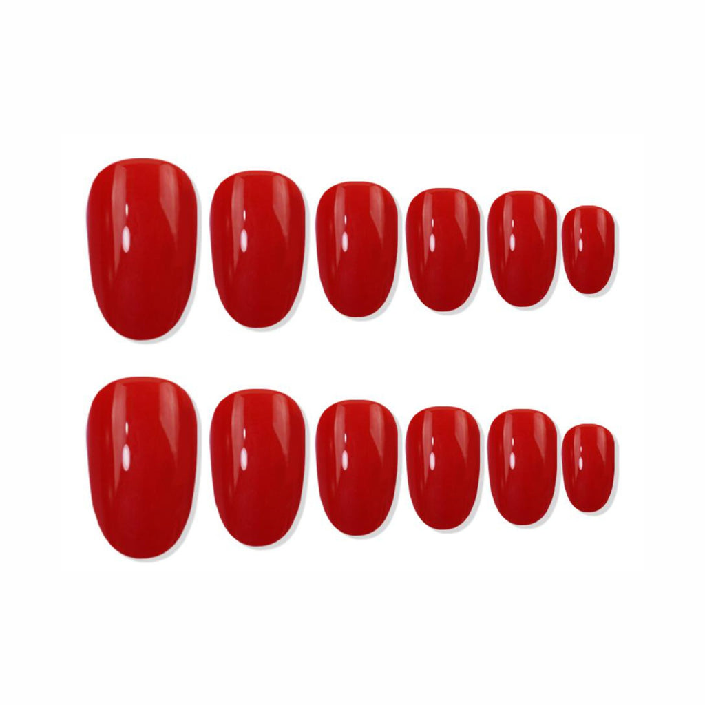 Reusable Oval Press On Nails - Red