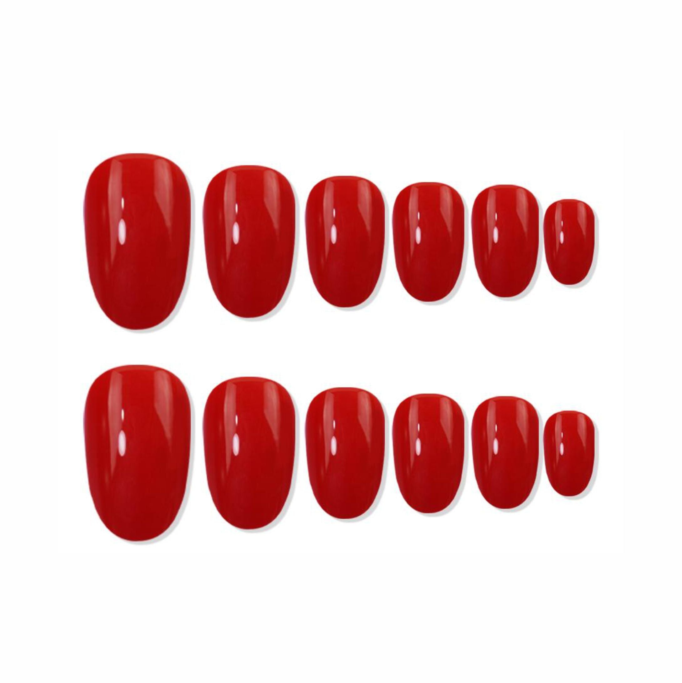 Reusable Oval Press On Nails - Red
